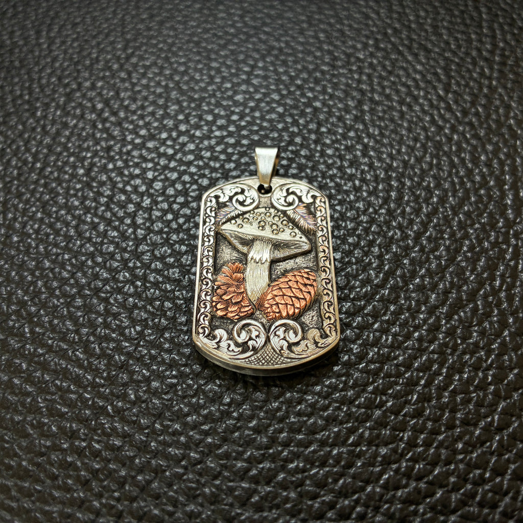 The Silver Mushroom | Hand-Engraved Pendant | Limited