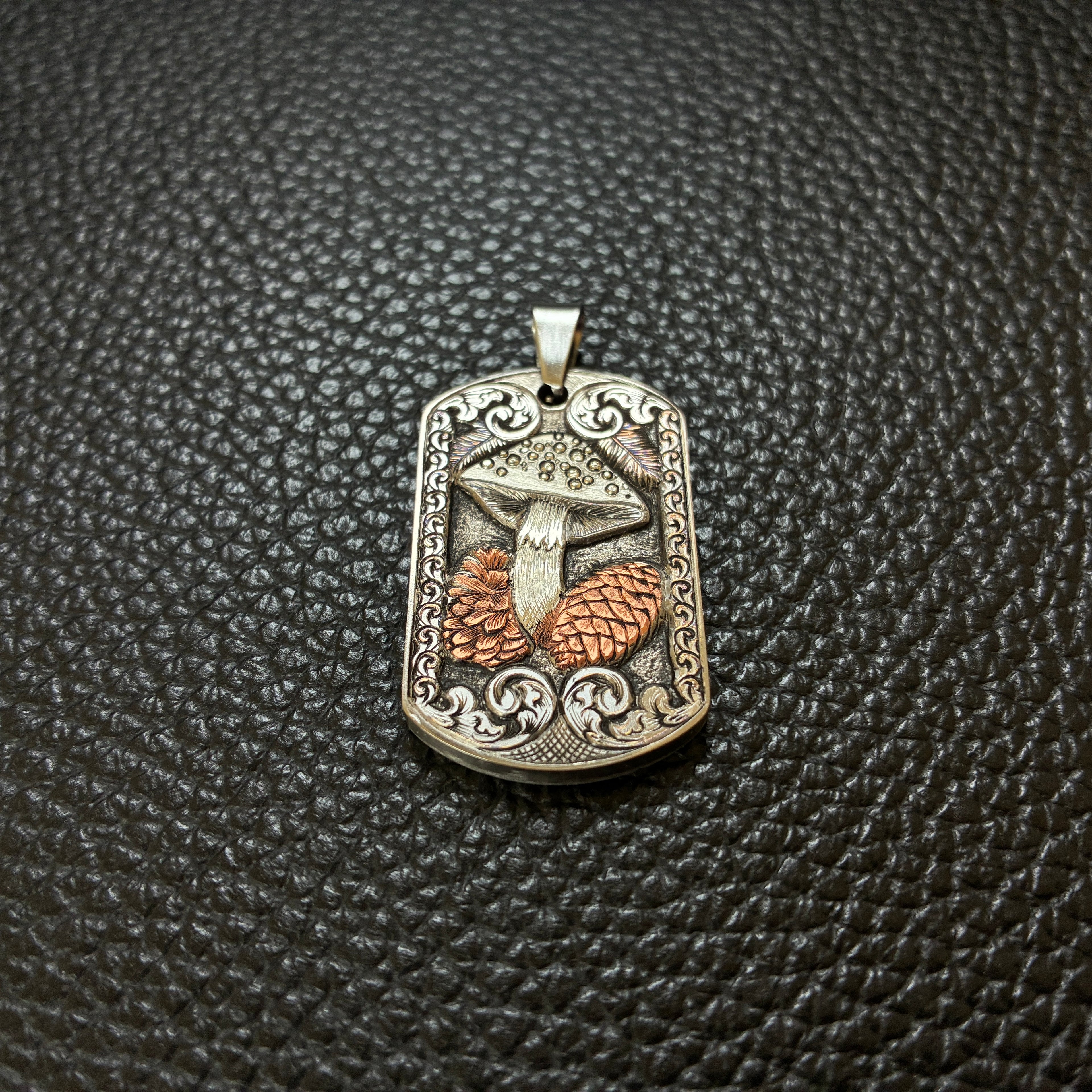 The Silver Mushroom | Hand-Engraved Pendant | Limited
