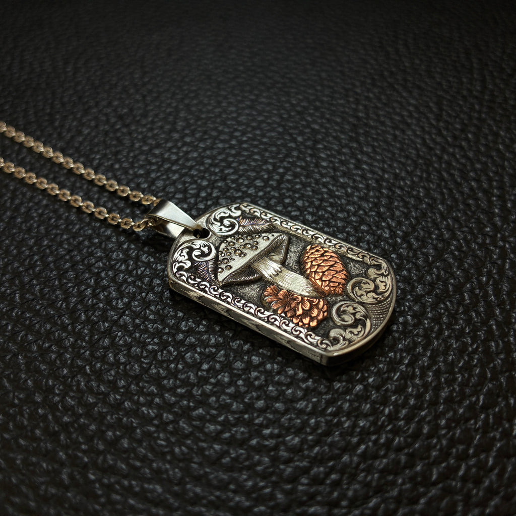 The Silver Mushroom | Hand-Engraved Pendant | Limited