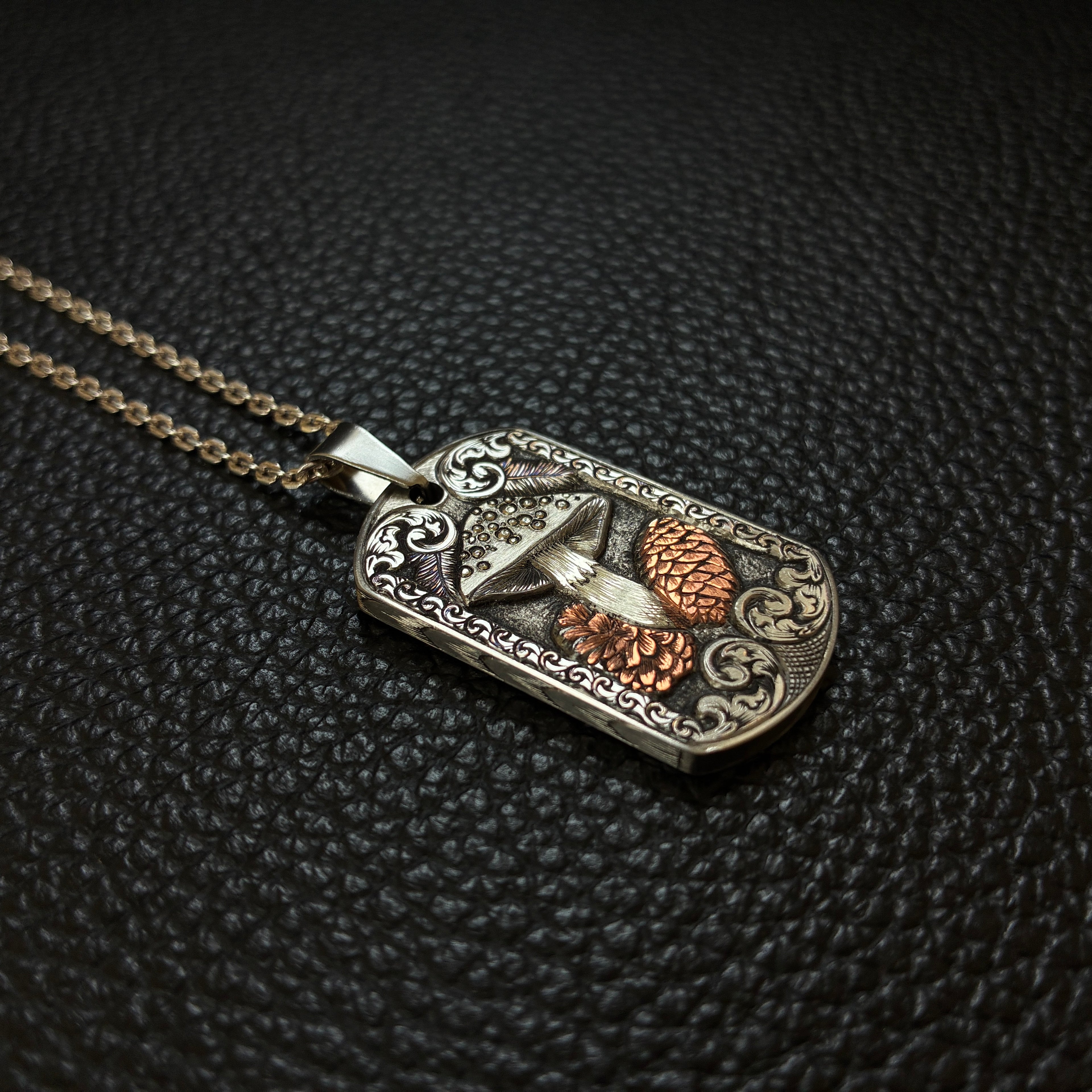 The Silver Mushroom | Hand-Engraved Pendant | Limited