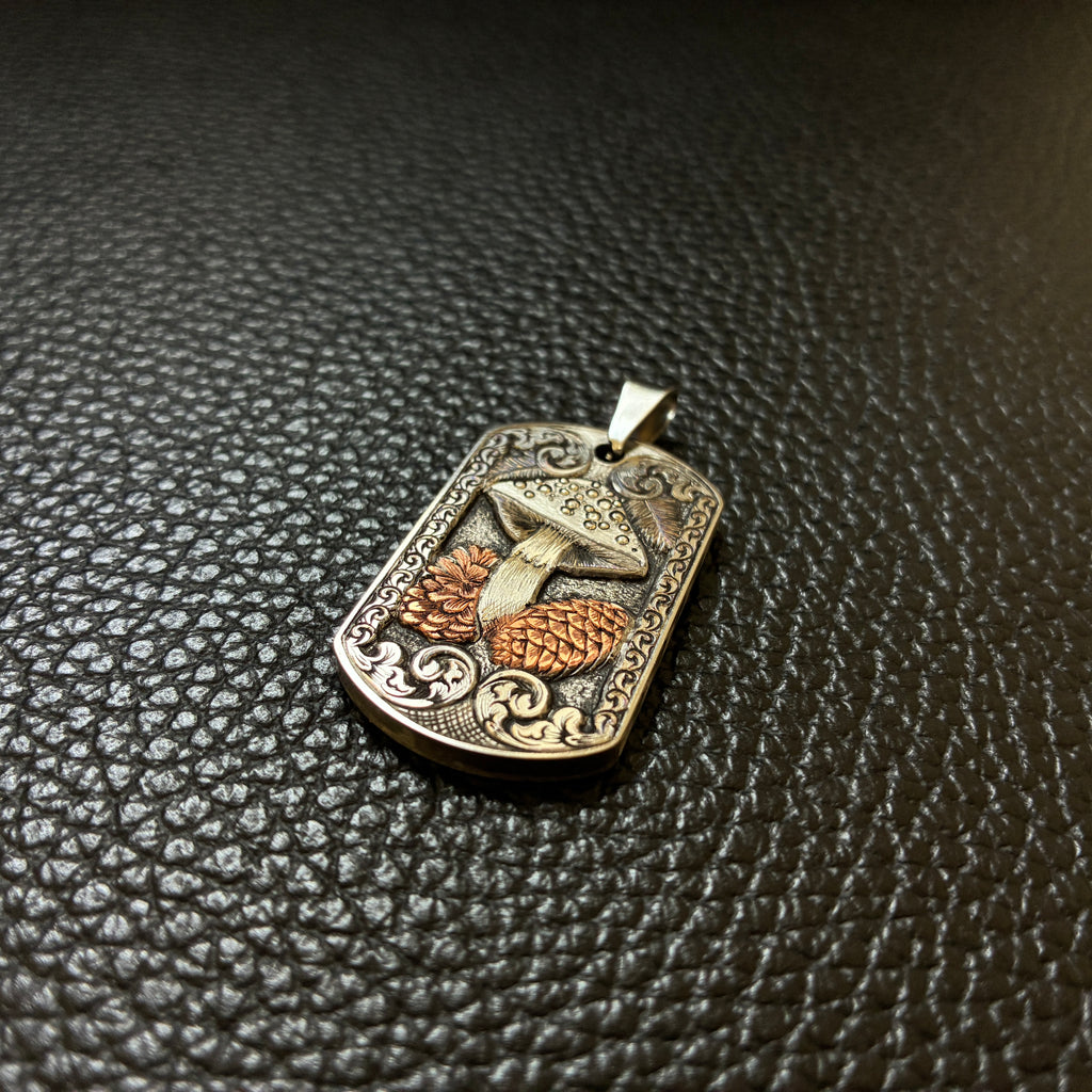 The Silver Mushroom | Hand-Engraved Pendant | Limited