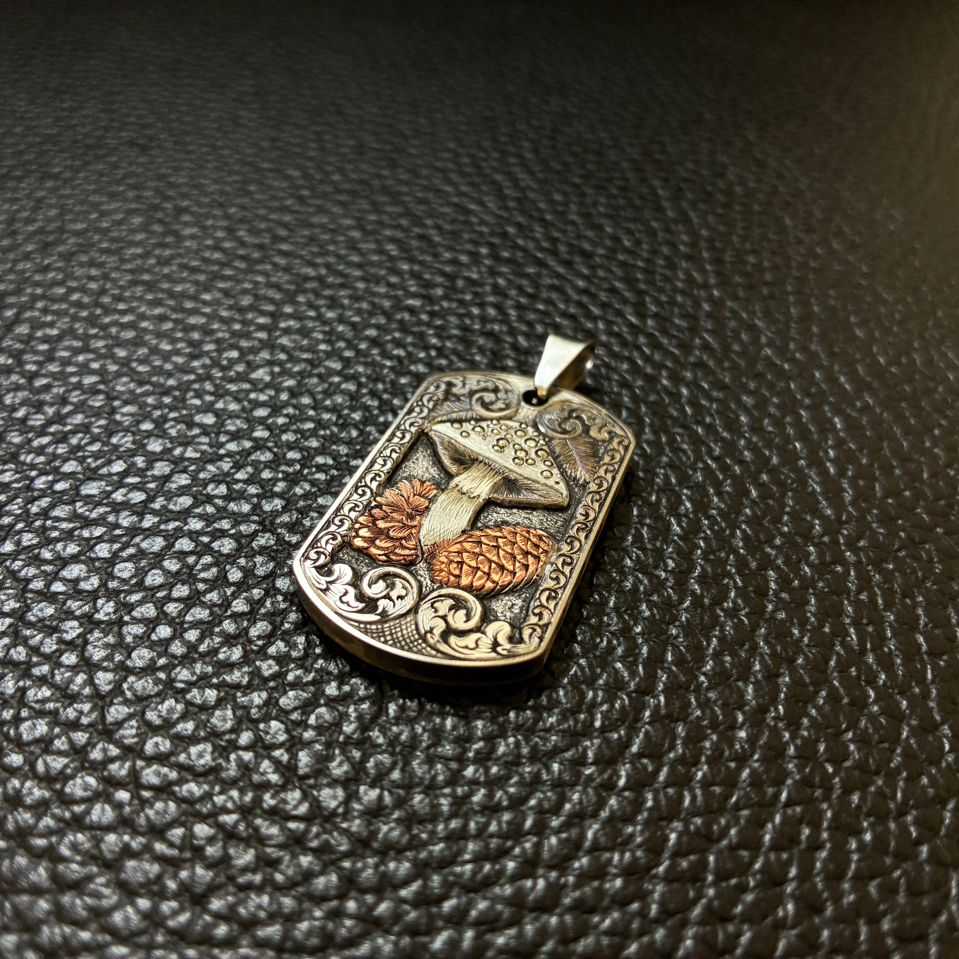 The Silver Mushroom | Hand-Engraved Pendant | Limited