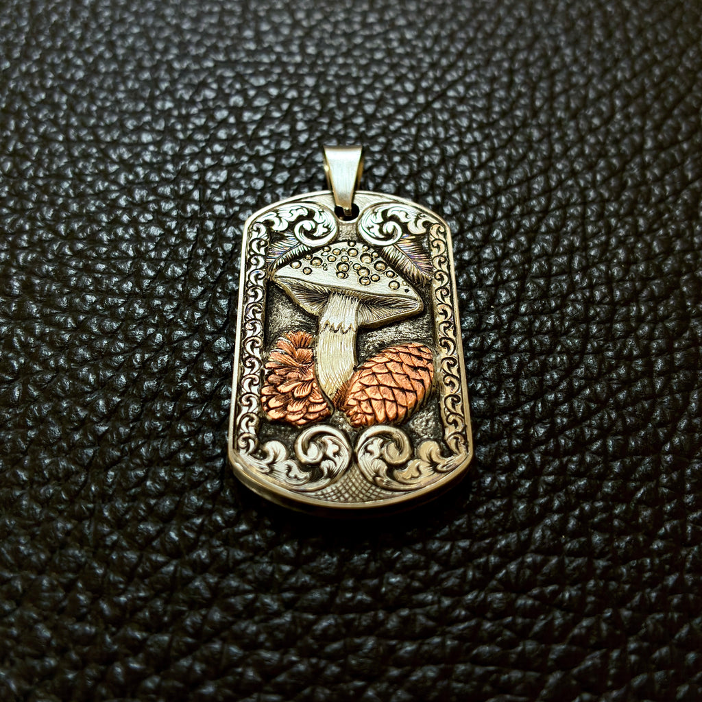 The Silver Mushroom | Hand-Engraved Pendant | Limited