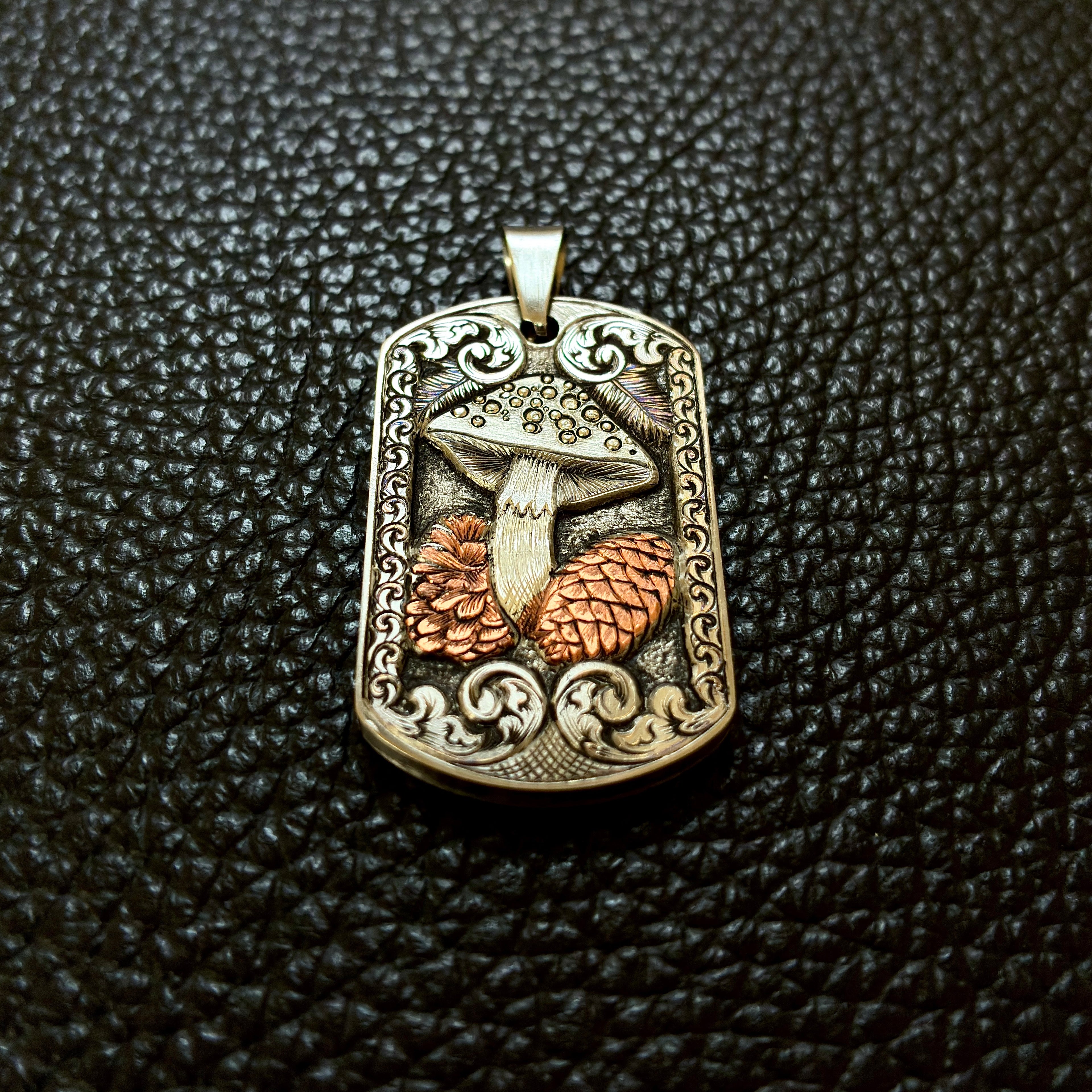 The Silver Mushroom | Hand-Engraved Pendant | Limited