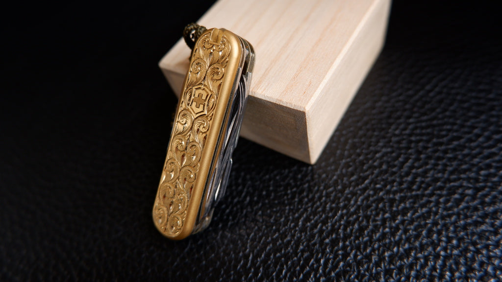 Floral Scroll | Hand-Engraved Brass Scales for 58mm Victorinox | Limited
