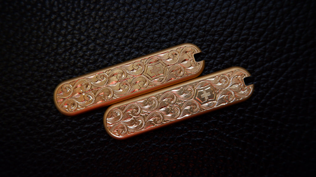 Floral Scroll | Hand-Engraved Brass Scales for 58mm Victorinox | Limited